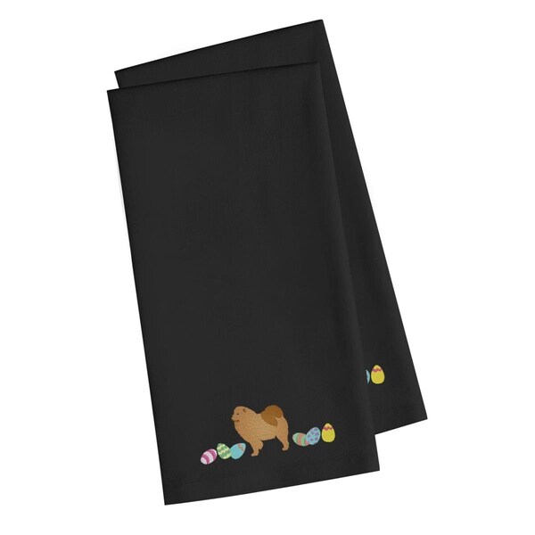 Carolines Treasures Chow Chow Easter Black Embroidered Kitchen Towel - CK1626BKTWE