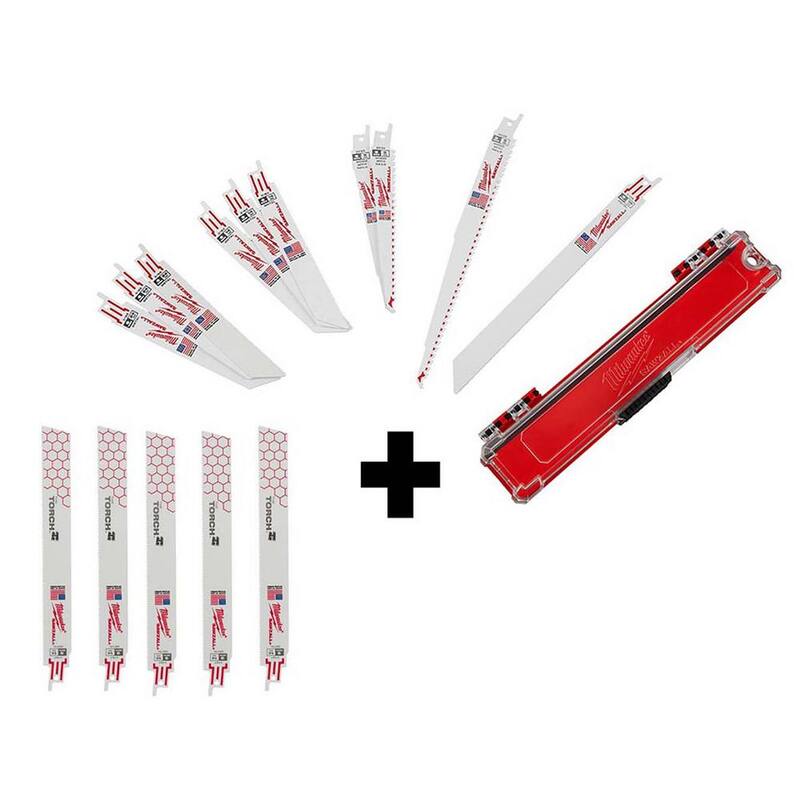 Juego de hojas de sierra reciproca bimetálicas para corte de madera y metal de Milwaukee SAWZALL con hojas TORCH (15 piezas) - 49-22-1110-48-00-5787.