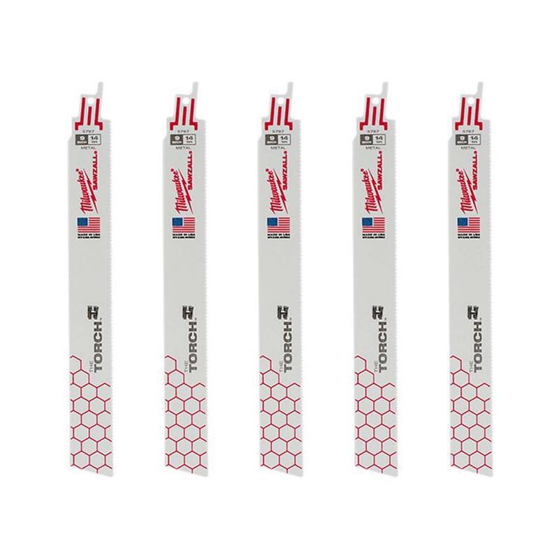 Juego de hojas de sierra reciproca bimetálicas para corte de madera y metal de Milwaukee SAWZALL con hojas TORCH (15 piezas) - 49-22-1110-48-00-5787.