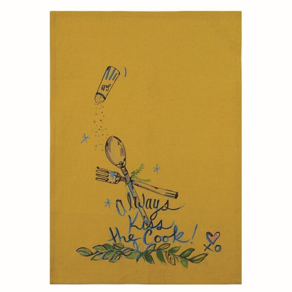 Peking Handicraft 18 x 25 in. Always Kiss The Cook Kitchen Towel, 4PK - 04JJ105C