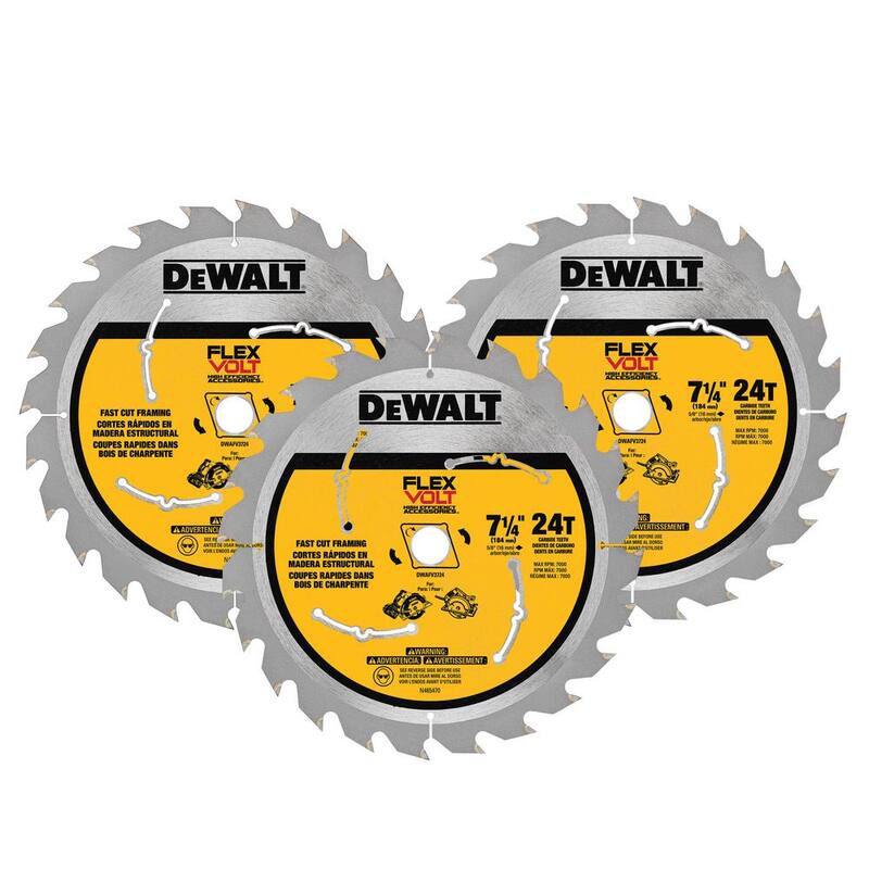 Juego de hojas de sierra reciproca bimetálicas DEWALT con estuche (10 piezas) con hoja de sierra circular de carburo de tungsteno de 7-1/4 pulgadas y 24 dientes (paquete de 3) - DW4898WFV37243