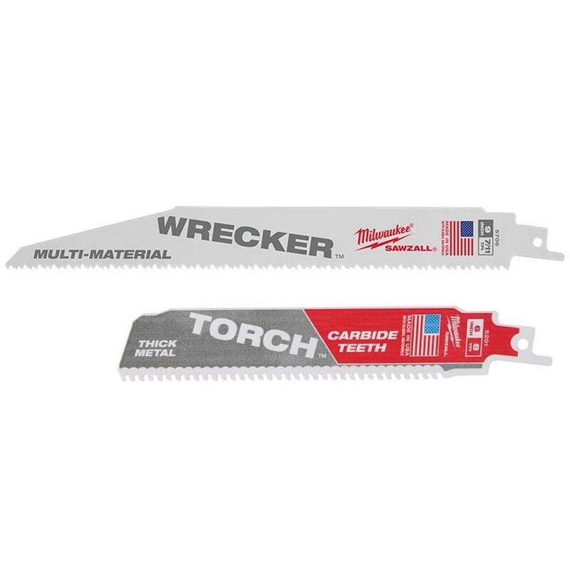 Milwaukee 9 pulgadas 7/11 TPI WRECKER Demo Cuchillas multiusos y 6 pulgadas 8 TPI Cuchilla para sierra recíproca SAWZALL de carburo para corte de metal (paquete de 6) - 48-00-5706-48-00-5201