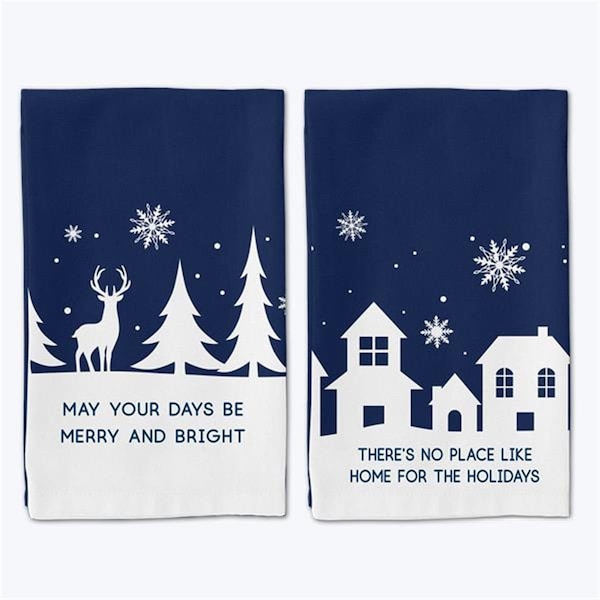 Youngs Cotton Christmas Midnight Kitchen Towel, Assorted Color - 2 Piece - 92832