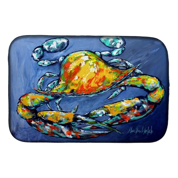 Carolines Treasures Blue Gray Kinda Day Crab Dish Drying Mat - MW1269DDM