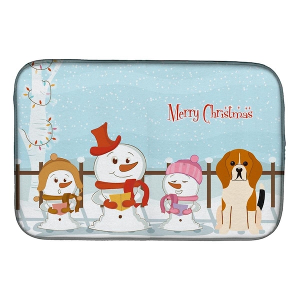 Carolines Treasures Merry Christmas Carolers Beagle Tricolor Dish Drying Mat - BB2371DDM