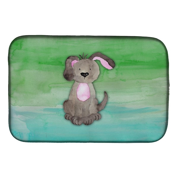 Carolines Treasures Dog Teal & Green Watercolor Dish Drying Mat - BB7357DDM