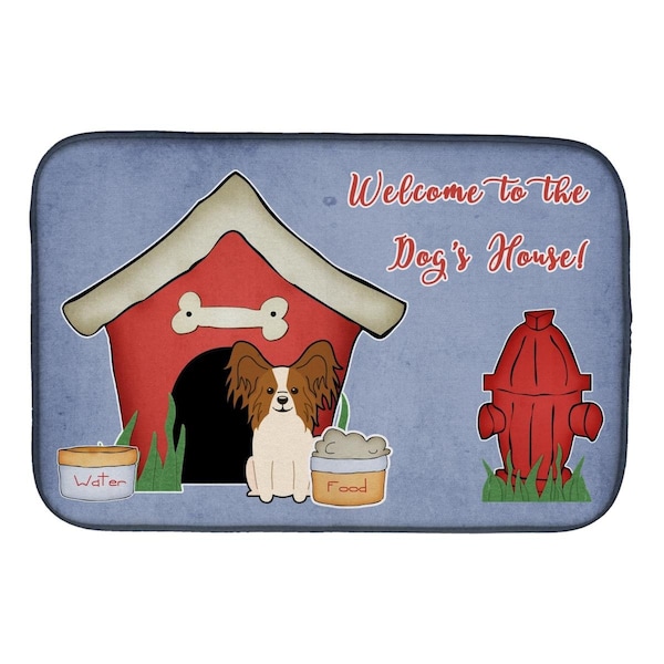 Carolines Treasures Dog House Collection Papillon Red White Dish Drying Mat - BB2832DDM
