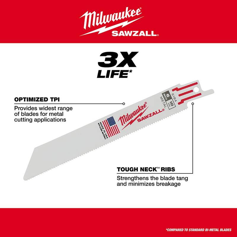 Set de hojas de sierra reciprocante bimetálicas para demolición de Milwaukee SAWZALL para cortar madera y metal incrustados con clavos (24 piezas) - 49-22-1113-49-22-1110H