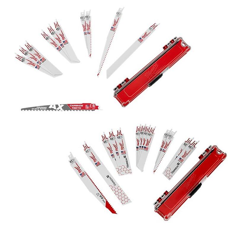 Set de hojas de sierra reciprocante bimetálicas para demolición de Milwaukee SAWZALL para cortar madera y metal incrustados con clavos (24 piezas) - 49-22-1113-49-22-1110H