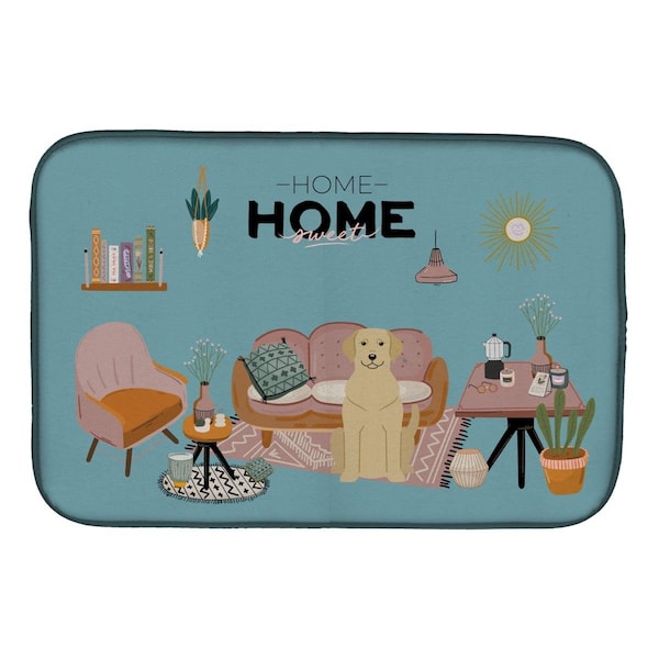 Carolines Treasures 14 x 21 in. Yellow Labrador Sweet Home Dish Drying Mat - CK7900DDM