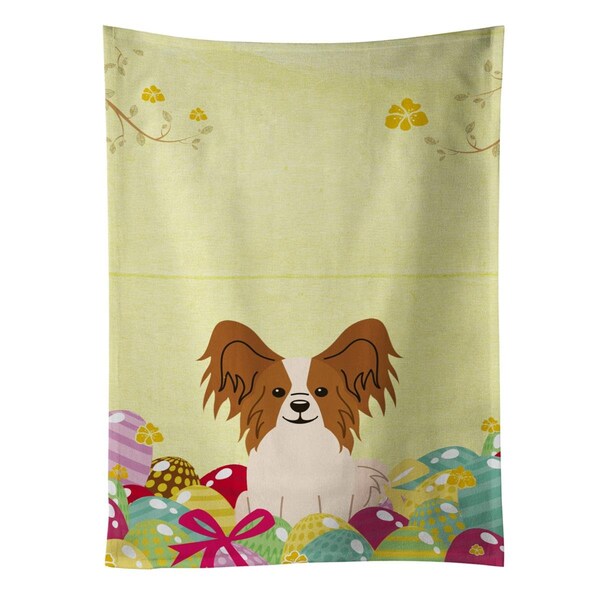 Carolines Treasures Easter Eggs Papillon Red White Kitchen Towel - BB6078KTWL