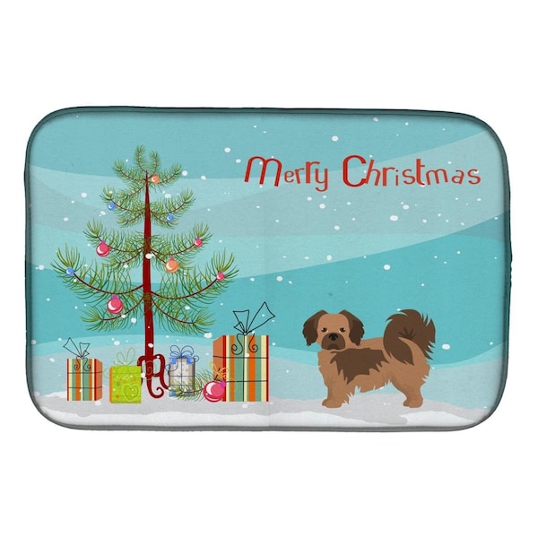 Carolines Treasures Tibetan Spaniel Christmas Tree Dish Drying Mat - CK3488DDM