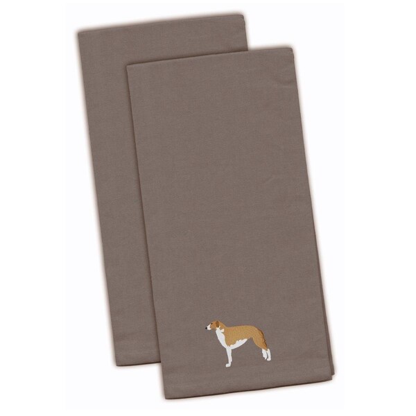 Carolines Treasures Borzoi Russian Greyhound Gray Embroidered Kitchen Towel - BB3399GYTWE