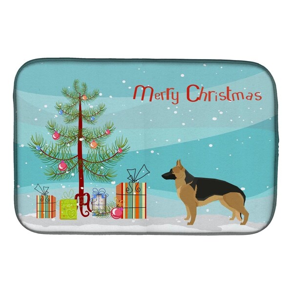 Carolines Treasures German Shepherd Christmas Tree Dish Drying Mat - CK3540DDM