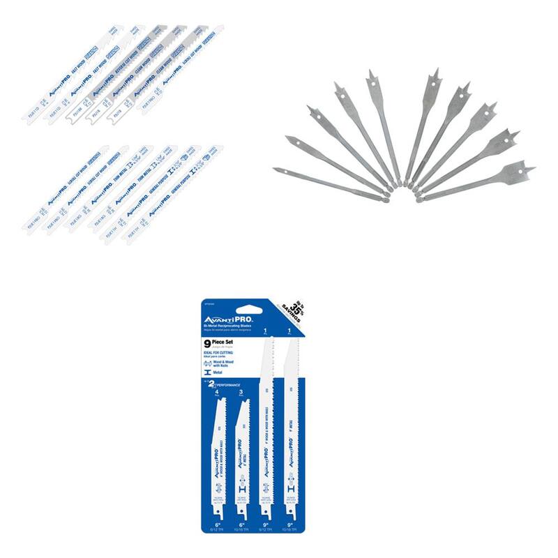 Set de 9 piezas de hojas de sierra reciproca de madera y metal, set de 12 piezas de hojas de sierra de calar, y set de 10 piezas de brocas planas (31 piezas) - PS09SJU12BCS10