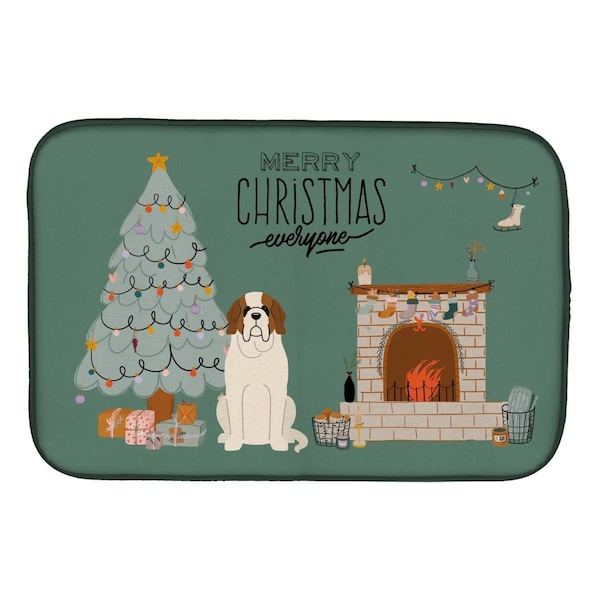 Carolines Treasures 14 x 21 in. Saint Bernard Christmas Everyone Dish Drying Mat - CK7598DDM
