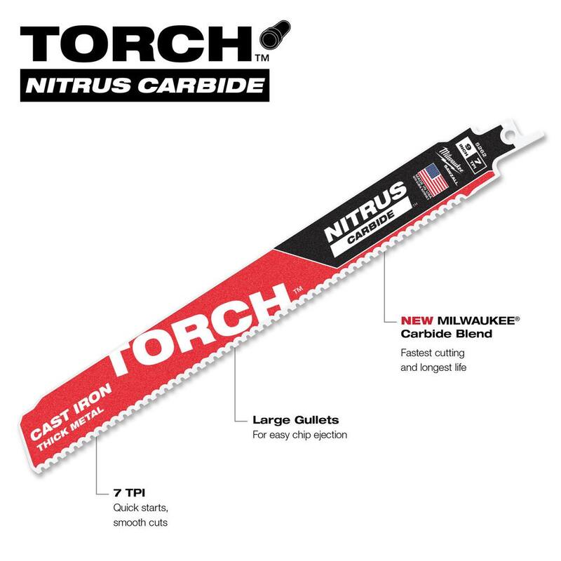 Set de hojas de sierra reciproca bimetálicas para corte de madera/metal de Milwaukee (10 piezas) con hoja reciproca 9 in. 7 TPI TORCH Nitrus (paquete de 2) - 49-22-1110-48-00-5262-48-00-5262