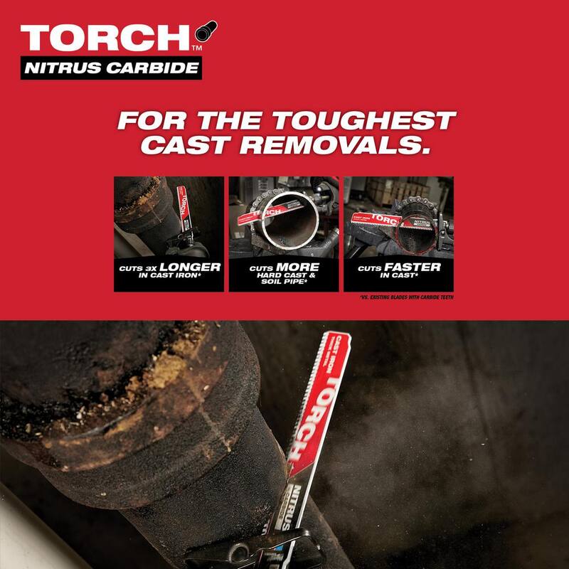 Set de hojas de sierra reciproca bimetálicas para corte de madera/metal de Milwaukee (10 piezas) con hoja reciproca 9 in. 7 TPI TORCH Nitrus (paquete de 2) - 49-22-1110-48-00-5262-48-00-5262