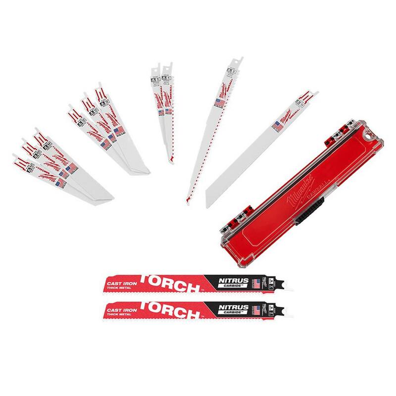 Set de hojas de sierra reciproca bimetálicas para corte de madera/metal de Milwaukee (10 piezas) con hoja reciproca 9 in. 7 TPI TORCH Nitrus (paquete de 2) - 49-22-1110-48-00-5262-48-00-5262