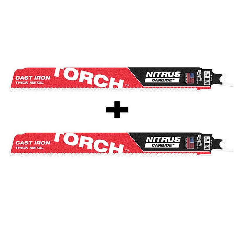 Set de hojas de sierra reciproca bimetálicas para corte de madera/metal de Milwaukee (10 piezas) con hoja reciproca 9 in. 7 TPI TORCH Nitrus (paquete de 2) - 49-22-1110-48-00-5262-48-00-5262