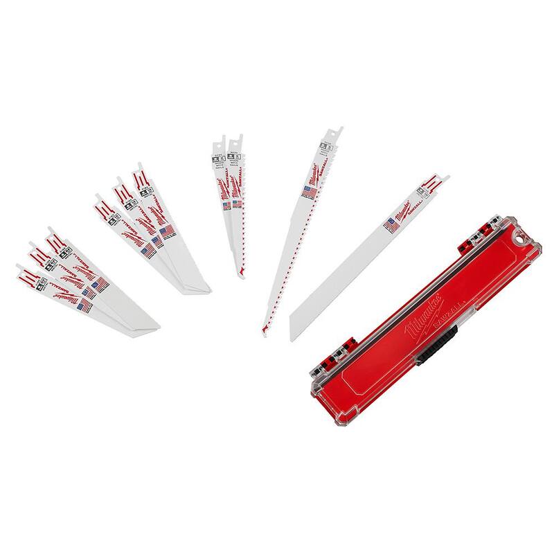 Set de hojas de sierra reciproca bimetálicas para corte de madera/metal de Milwaukee (10 piezas) con hoja reciproca 9 in. 7 TPI TORCH Nitrus (paquete de 2) - 49-22-1110-48-00-5262-48-00-5262