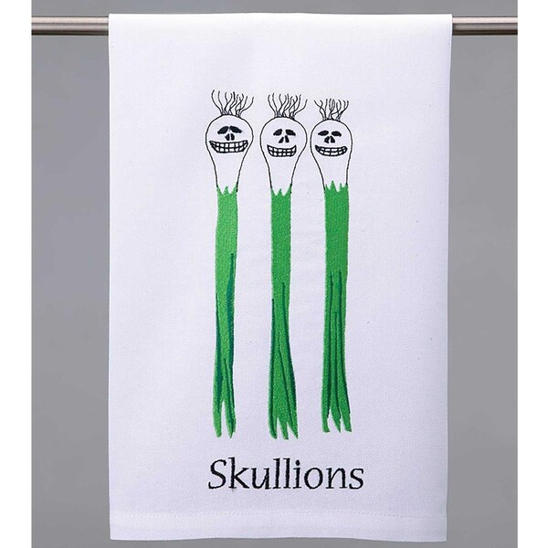 Peking Handicraft 16 x 25 in. Skullions Kitchen Towel, White, 4PK - 04TA1250WC