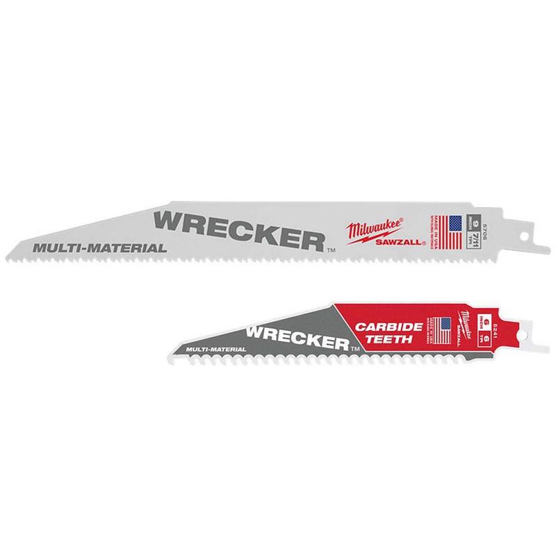Milwaukee 9 pulgadas 7/11 TPI WRECKER Demo Hojas multiusos para varios materiales y 6 pulgadas 6 TPI WRECKER Hoja SAWZALL para corte de varios materiales con carburo (paquete de 6) - 48-00-5706-48-00-5241