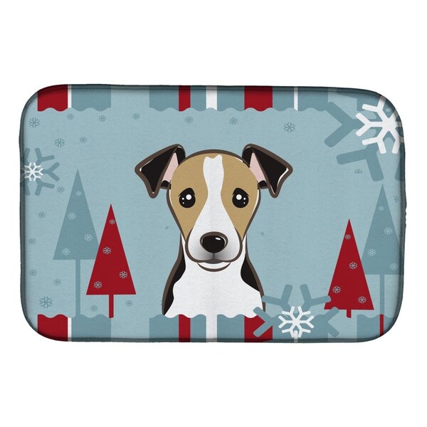 Carolines Treasures Winter Holiday Jack Russell Terrier Dish Drying Mat - BB1757DDM