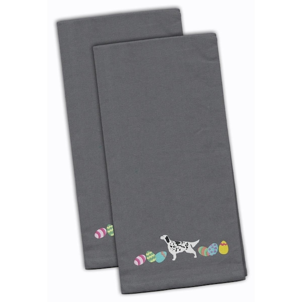 Carolines Treasures English Setter Easter Gray Embroidered Kitchen Towel - CK1640GYTWE