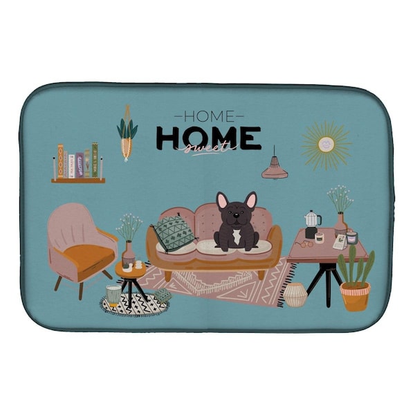 Carolines Treasures 14 x 21 in. Brindle French Bulldog Sweet Home Dish Drying Mat - CK7854DDM