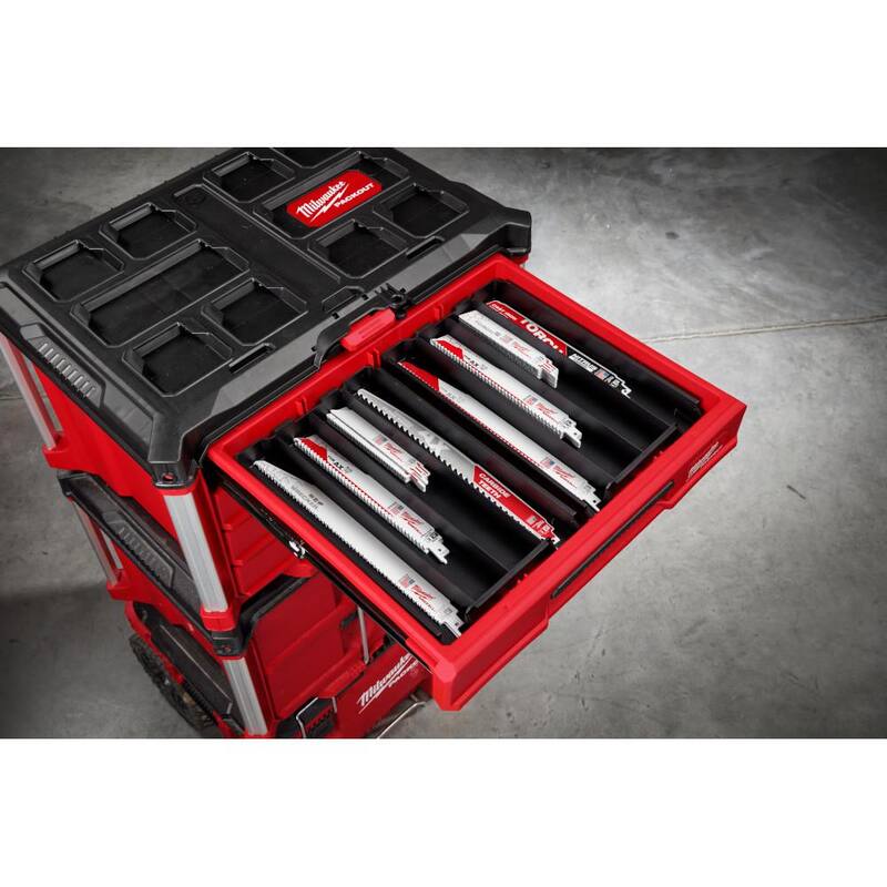 Milwaukee SAWZALL 9 pulgadas 8 TPI Juego de hojas de sierra reciproca Metal Cutting NITRUS Torch PACKOUT Kit (paquete de 15 piezas) - 49-22-5641