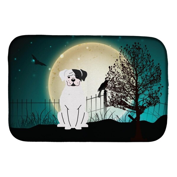 Carolines Treasures Halloween Scary White Boxer Cooper Dish Drying Mat - BB2304DDM