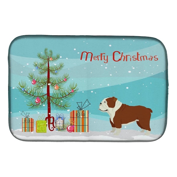 Carolines Treasures English Bulldog Christmas Tree Dish Drying Mat - CK3536DDM