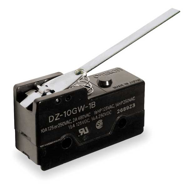 Interruptor de acción rápida industrial Omron, con bisagra, actuador de palanca, DPDT, calificación de contacto de 10A @ 240V AC -DZ-10GW-1B
