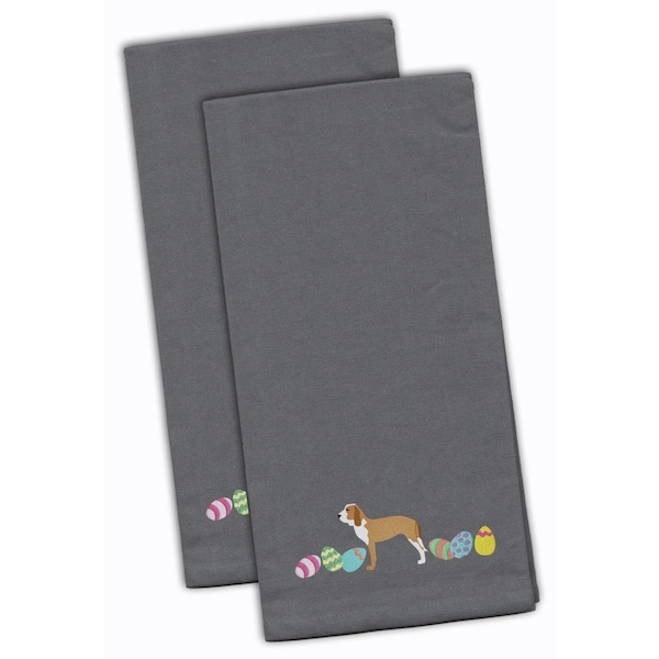 Carolines Treasures Sabueso Espanol Easter Gray Embroidered Kitchen Towel - CK1688GYTWE