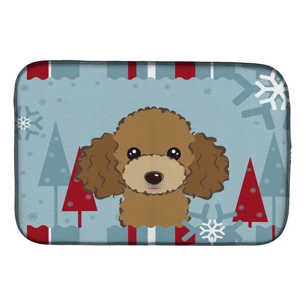 Carolines Treasures Winter Holiday Chocolate Brown Poodle Dish Drying Mat - BB1752DDM