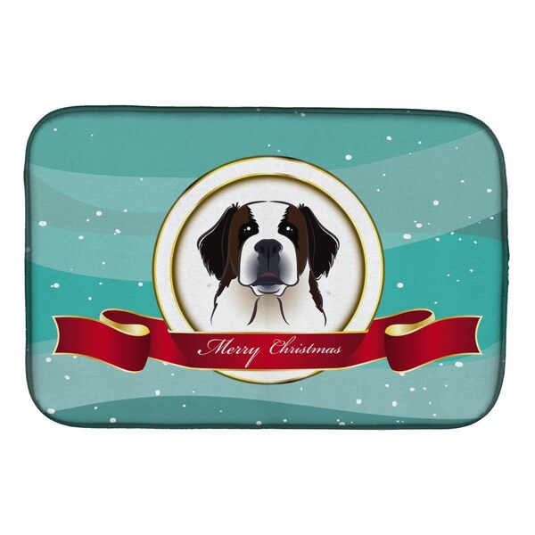 Carolines Treasures Saint Bernard Merry Christmas Dish Drying Mat - BB1556DDM