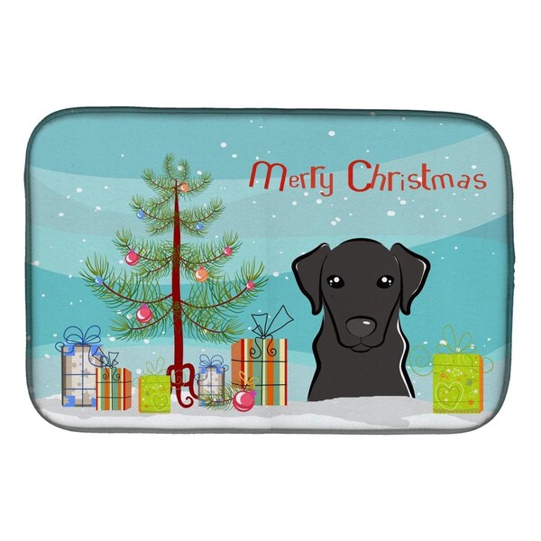 Carolines Treasures Christmas Tree & Black Labrador Dish Drying Mat - BB1607DDM