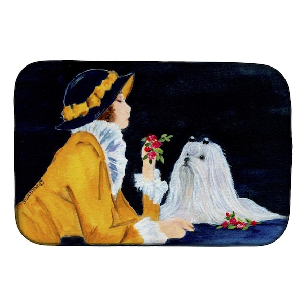 Carolines Treasures Lady With Her Maltese Dish Drying Mat - SS8537DDM