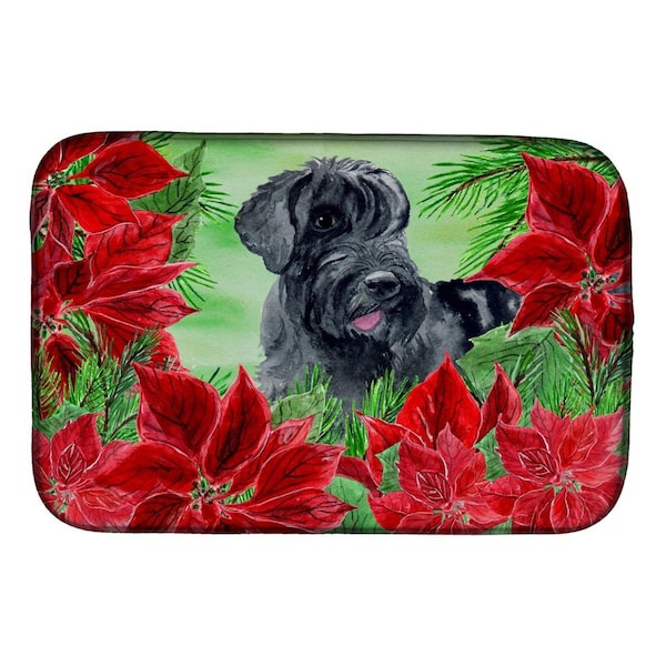 Carolines Treasures Giant Schnauzer Poinsettas Dish Drying Mat - CK1308DDM