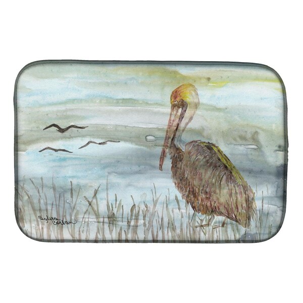 Carolines Treasures Brown Pelican Watercolor Dish Drying Mat - SC2009DDM