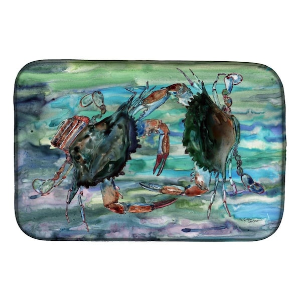 Carolines Treasures Watery Teal & Purple Crabs Dish Drying Mat - 8954DDM