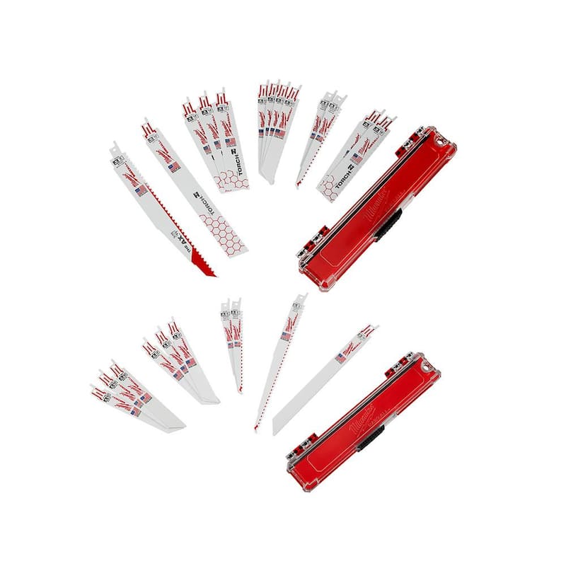 Conjunto de cuchillas de demolición reciprocantes Milwaukee Sawzall (13 piezas) con juego de cuchillas Sawzall gratis (10 piezas) - 49-22-1113-49-22-1110