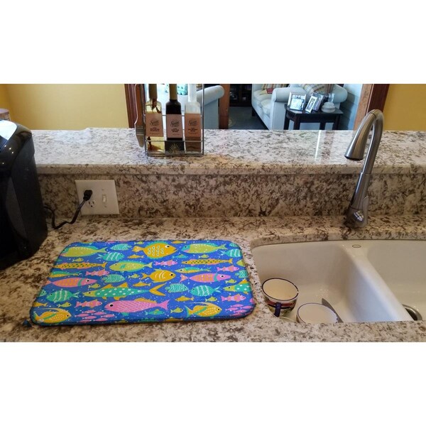 Carolines Treasures Little Colorful Fishes Dish Drying Mat - VHA3034DDM