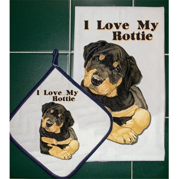 Pipsqueak Productions Pipsqueak Productions DP826 Rottweiler Dish Towel And Pot Holder Set - DP826