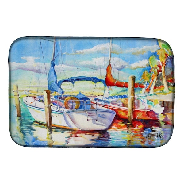Carolines Treasures Towering Q Sailboat Dish Drying Mat - JMK1088DDM