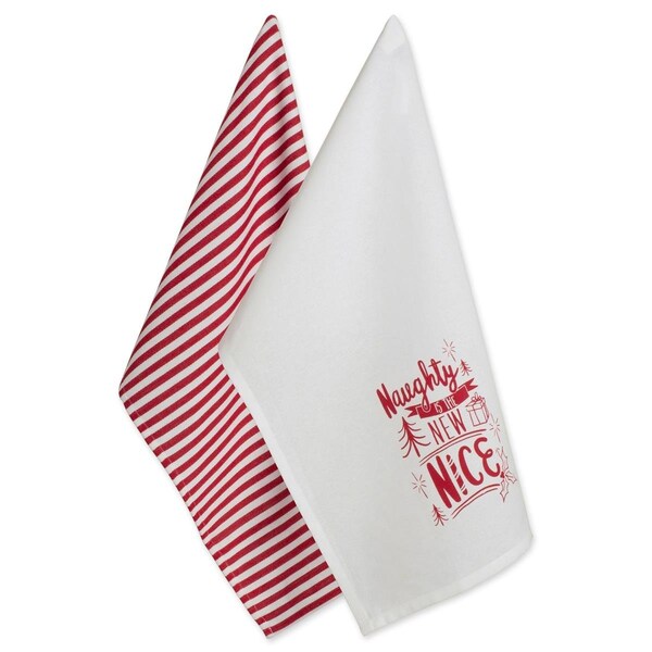 Fastfood Assorted Naughty Nice Holiday Printed Dish Towel Set - FA1533885