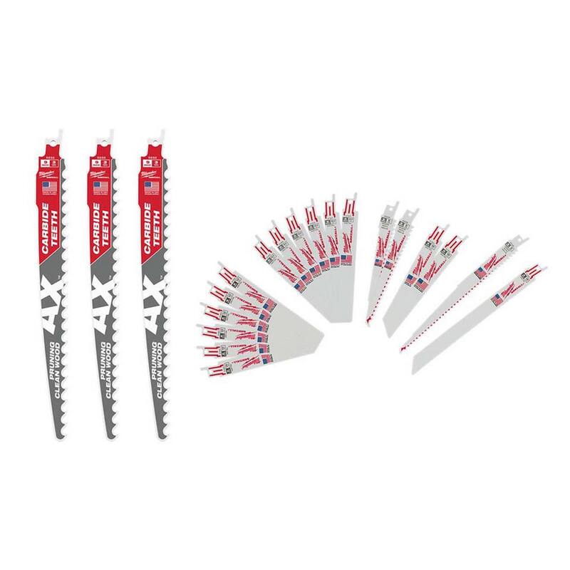 Juego de hojas de sierra alternativa bimetálicas Milwaukee SAWZALL de 9 pulgadas y 3 TPI para madera y metal (21 piezas) - 48-00-5332-49-22-1110F