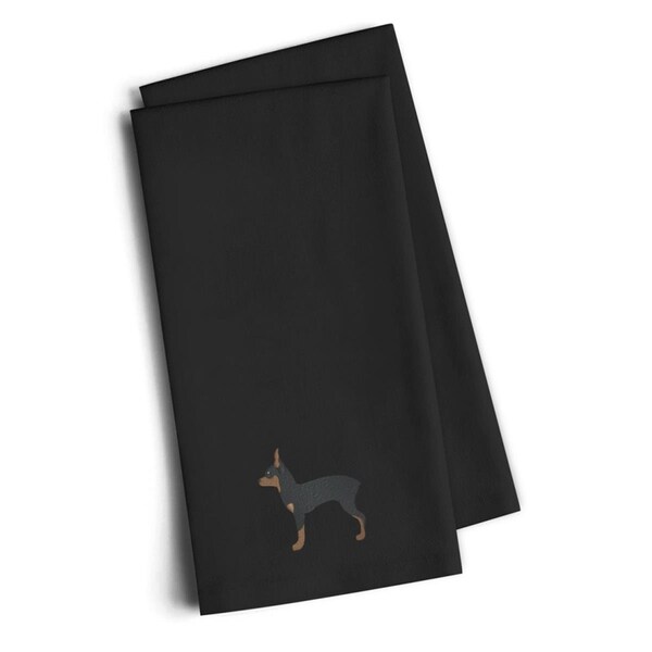 Carolines Treasures Toy Fox Terrier Black Embroidered Kitchen Towel, Set of 2 - BB3387BKTWE
