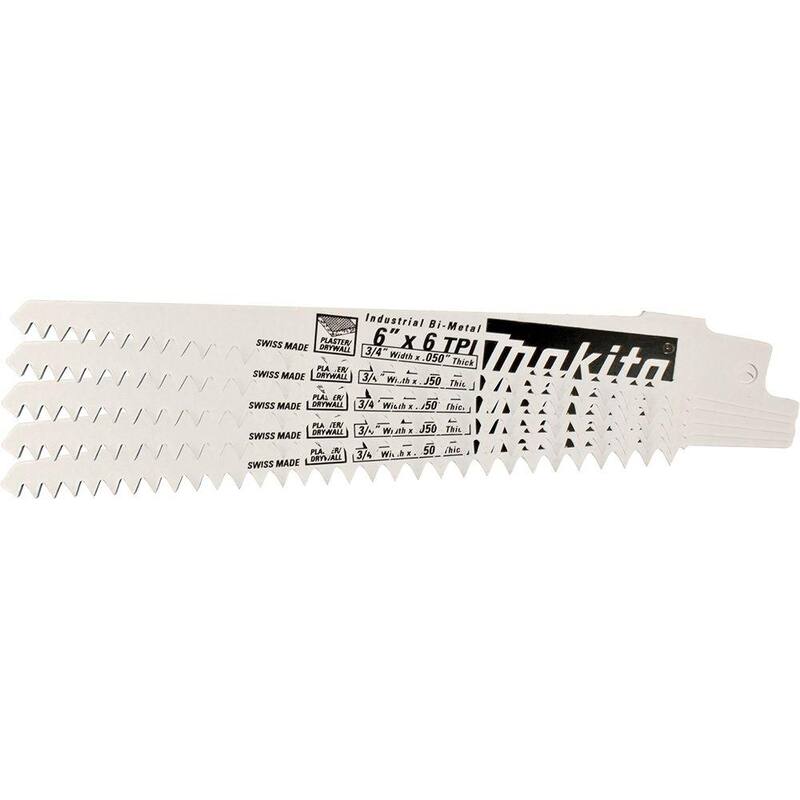 Hoja para sierra recíproca de corte de madera de 6 pulgadas y 6 TPI (paquete de 5) - 723058-A-5